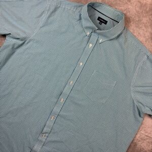 Croft & Barrow Button‎ Down Shirt Men's 2XB Big Blue White Check Preppy S/S